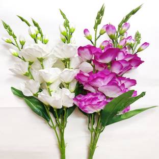 artificial hub Gladiolus Bouquet Bunch Purple, White Orchids Artificial Flower