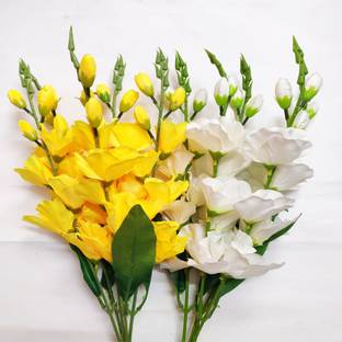 artificial hub Gladiolus Bouquet Bunch Yellow, White Orchids Artificial Flower