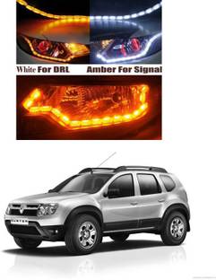 PRTEK LED Car Strip Crystal Style DRL Daytime Running Turn Signal Moving Indicators Light for 194 Fog Lamp Car LED for Renault (12 V, 12 W)