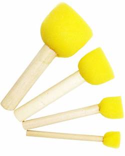 Kiki 4 Pcs Round Stencil Sponge Dabber Wooden Handle Foam Brush Furniture Art Crafts Painting Tool Supplies Painting Stippler Set DIY Painting Tools in 4 Sizes Painting Sponge Brush