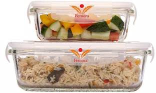Femora Glass Fridge Container  - 620 ml, 400 ml