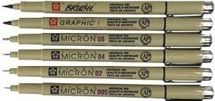 SAKURA Pigma Micron Set with Brush Fineliner Pen