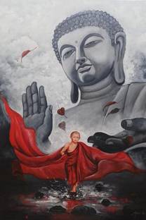 Lord Gautam Buddha Painting Poster Fully Waterproof Canvas Print Canvas Art