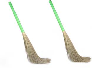 3D METRO SUPER STORE Soft Broomstick Mop Jhadu Wooden Set Of 2 Wooden Dry Broom