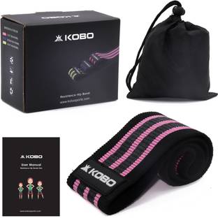 KOBO AC-89 Fabric Hip Bands 3" Wide Non Slip with Travel Bag & Workout Guide (Light) Fitness Band
