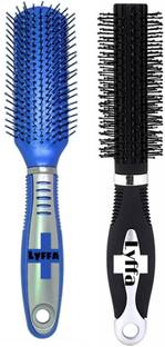 Lyffa Flat Hair Styling Brush and Round Hair Styling Brush(Multicolour)