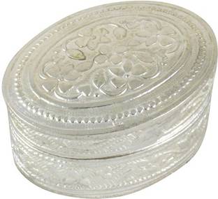 GoldGiftIdeas Oval Shape Sindoor Dabbi for Women Silver Plated