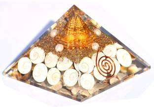Orgonite Shop Gomti Chakra Orgonite Pyramid Crystal Healing Reiki Feng Shui Home Office Gift Positive Energy Peace Meditation Metaphysical Spiritual Health Wealth Vastu Correction Decorative Showpiece  -  6 cm
