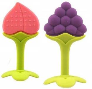 FABLITTLE Strawberry and Grapes Teether Soother Combo for Baby Boys and Girls Teether