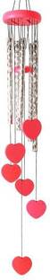 shanol B Red Heart Shape Wind Chime for home decoration Aluminium Windchime (25 inch, Red) Red heart wind chime for home decoration love heart wind chime. 5 aluminium pipe and 6 beautifull red heart hangging around the pipes love wind chime. (length :- 25 inch ) aluminium and plastic red heart wind chime for home decoration also a piecefull sound wind chime Wood, Aluminium Windchime