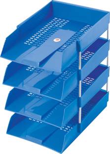 OMEGA 1718PP Office Tray - PP (Set of 4 Tray) Use For Letter Tray/Files Tray/Documents Tray/Folder Tray 4 Compartments Plastic Unbreakable Office Tray - PP