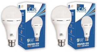 C&S ELECTRIC 9w b22 white rechargeable led bulb pack of-02 4 hrs Bulb Emergency Light