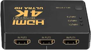 microware HDMI Switch 4K Intelligent 3-Port HDMI Switcher Splitter Supports 4K Full HD1080p 3D with IR Remote Media Streaming Device