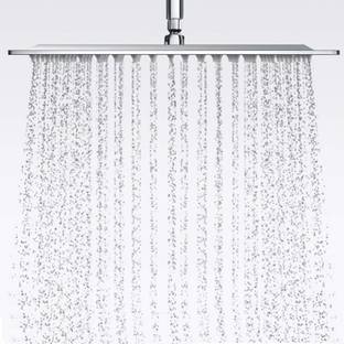 Qrocs 12x12" Stainless Steel Square Overhead Without Arm, Chrome Finish | Big Rain Shower Head