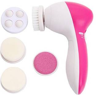 Charvi Collections Beauty Care Brush Deep Clean 5-In-1 Portable Electric Facial Cleaner Multifunction Massager Relief,facial massager,facial massager machine for face,facial massager machine(Pink)