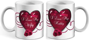 Wagwan I Love my Hubby Best Gift for Husband, I Love my Wifey Best Gift for Wife Combo Pack of 2 Ceramic Coffee Mug