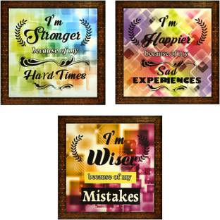 Indianara Set of 3 Motivational Quotes Paintings (2530) Without Glass 9.5 x 9.5 inch Each Digital Reprint 9.5 inch x 9.5 inch Painting