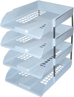 OMEGA 1745PP EXCEL Office Tray (Set of 4 Tray) Use For Letter Tray/Files Tray/Documents Tray/Folder Tray etc. 4 Compartments Plastic Office Tray