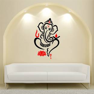 Decal O Decal 75 cm Lord Ganesha with Lotus Wall Stickers (PVC Vinyl,Multicolour) Self Adhesive Sticker