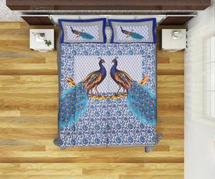 HNG 104 TC Cotton Double Jaipuri Prints Flat Bedsheet