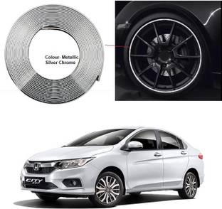 PRTEK ar Beading Exterior Chromium Plated (Colour Chrome Silver) for Exterior Rim, Grill, Headlight, Back Light, Wheel, Hub, Stickon 10 Car Beading Roll For Bumper, Grill and Garnish Cover, Window