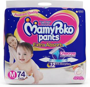 MamyPoko Extra Absorb Size-Medium (7-12 Kg) 74 Diaper Pants - M