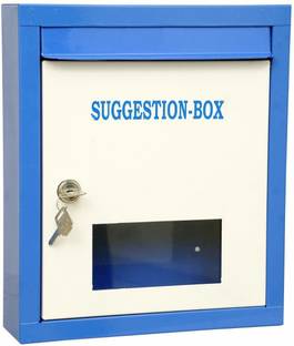 Lepose High Grade Metal Suggestion Box/Letter Box/Complaint Box/Donation Box with Two Key Lock Wall Mountable or On Table Surface (Blue) Suggestion Box