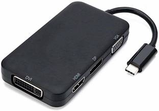 LipiWorld USB Type C Cable 0.05 m 4in1 Type C MultiPort Combo USB 3.1 to HDMI DVI VGA DP Display Multiport Adapter Converter 4K 1080P