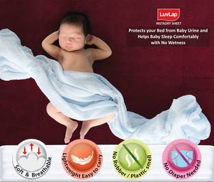 LuvLap Instadry Extra Absorbent Dry Sheet / Bed Protector, 0m+ - Small 50 x 70cm