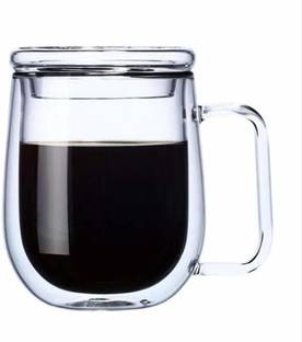 P-PLUS INTERNATIONAL Borosilicate Glass Glass Cups Pack of 1 250ml P19 ,Double Wall Glasss, Coffees or Tea Cups, Heat Resistance Glass Coffee Mug