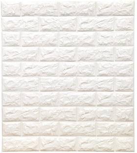 Interior Xpression 77 inch 3D foam Brick-White Self Adhesive Sticker