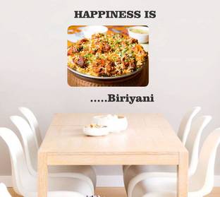 Wallzone Happiness is Biriyani Large Vinyl Wallsticker(60 cm x 60 cm)