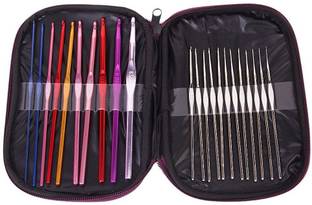 JERN Aluminium Crochet Hooks Knitting Needles Set with Case (Multicolour) -22 Pieces
