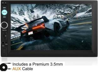 Dvis Universal Fit Double Din 7 inch Full HD Touch Screen Car Stereo which supports BluetoothScreen Mirroring and Remote and AUX Cable Car Stereo