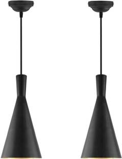 Homesake E26/E27 Single Head Metal Cone Shade Pendant Vintage Hanging Ceiling Light, Black Set of 2 Pendants Ceiling Lamp