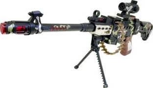 Fun Wheels Musical Army Style Toy Machine 71 CM Long Gun for Kids (Multicolor) Guns & Darts