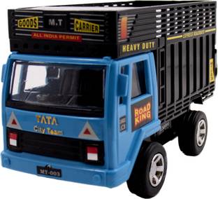 Shinsei Pull Back Goods Carrier Dumper | Opening Doors | Miniature Scaled Models || Dinky Cars | - Blue