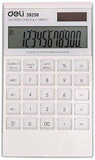 Deli Calculator - Touch Calculator - Big Keys - 12 Digit - 120 Step Check - 2 Years Replacement Warranty - Dual Power - Smart Design Basic  Calculator