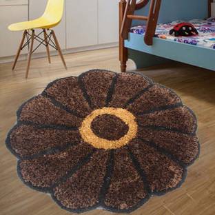 KALYAN GLOBAL Brown, Beige Polyester Area Rug