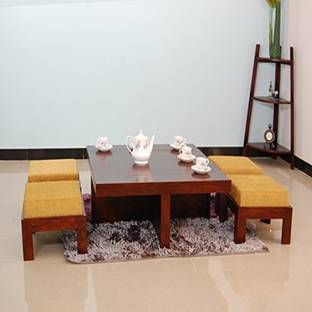 Kendalwood Furniture Wooden Center Table Tea Table for Living room Furniture Wooden Center Table Tea Table With 4 Stool Solid Wood Coffee Table