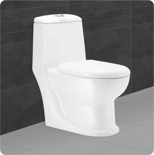 BM BELMONTE Ceramic Floor Mounted One Piece Western Toilet/Water Closet/EWC Cardin S Trap 240mm/9.5 Inch with Slow Motion/Soft Close Slim Seat Cover Western Commode
