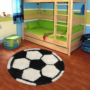 KALYAN GLOBAL White, Black Polyester Area Rug