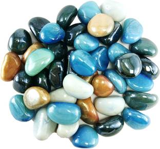 DS1 Kaju Shaped Milky Pebbles Glass Stone 400 gm Regular Asymmetrical Fire Glass Pebbles