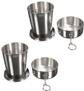 Aryshaa Genuine Quality Portable Folding Stainless Steel Travel Camping Water.(Pack of 2) Stainless Steel Tumbler