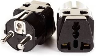OREI India to European Schuko (Type E/F) Travel Adapter Plug - 2 in 1 - 2 Pack Worldwide Adaptor