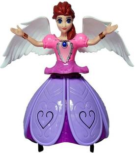 Maxigo Plastic Dancing Rotating Angle Girl Robot Doll With 3D Light Musical Fairy Princes Angel Doll Toy For Kids