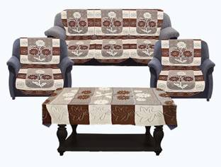 pk craft Polycotton Embroidered 3+1+1 Seater Sofa Cover