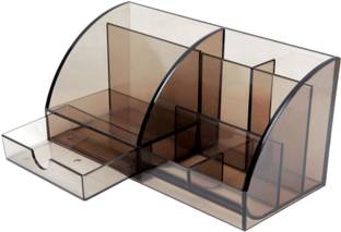 OMEGA 5 Compartments Plastic 1728 Pen/Pencil Holder - Millennuim Smoky Use for Holding Pens, Markers, Staplers and More