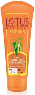 LOTUS HERBALS Sunscreen - SPF 40 PA++++ Safe Sun 3-In-1 Matte Look Daily Sunblock