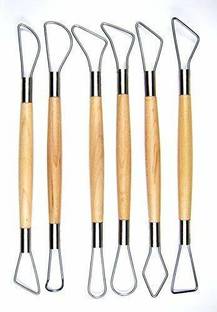 Offimart 6 Pcs Wooden Clay Tools with Double Sided Crafting Sculpting Modelling Pottery Ends